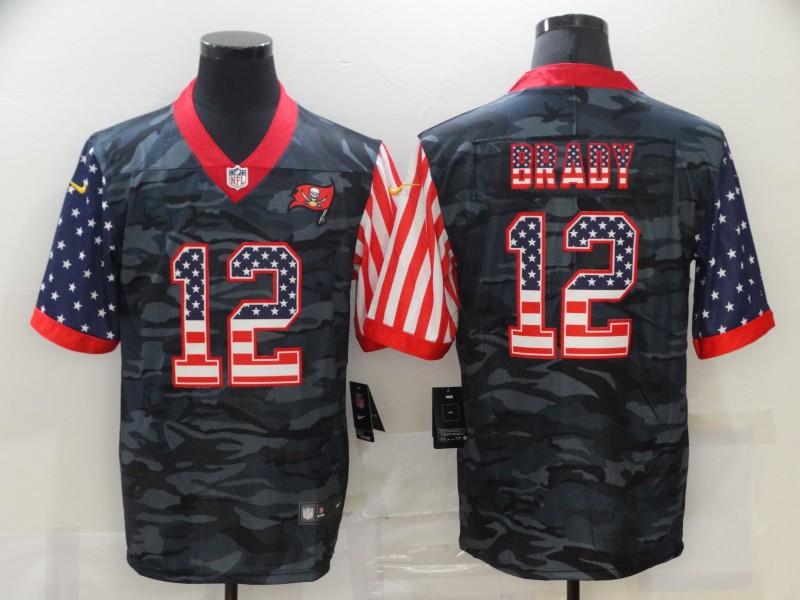 Men's Tampa Bay Buccaneers #12 Tom Brady 2020 Camo USA Flag Limited Stitched NFL Jersey